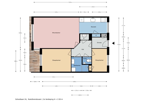 Floorplan - Schoolbaan 24, 2371 VJ Roelofarendsveen